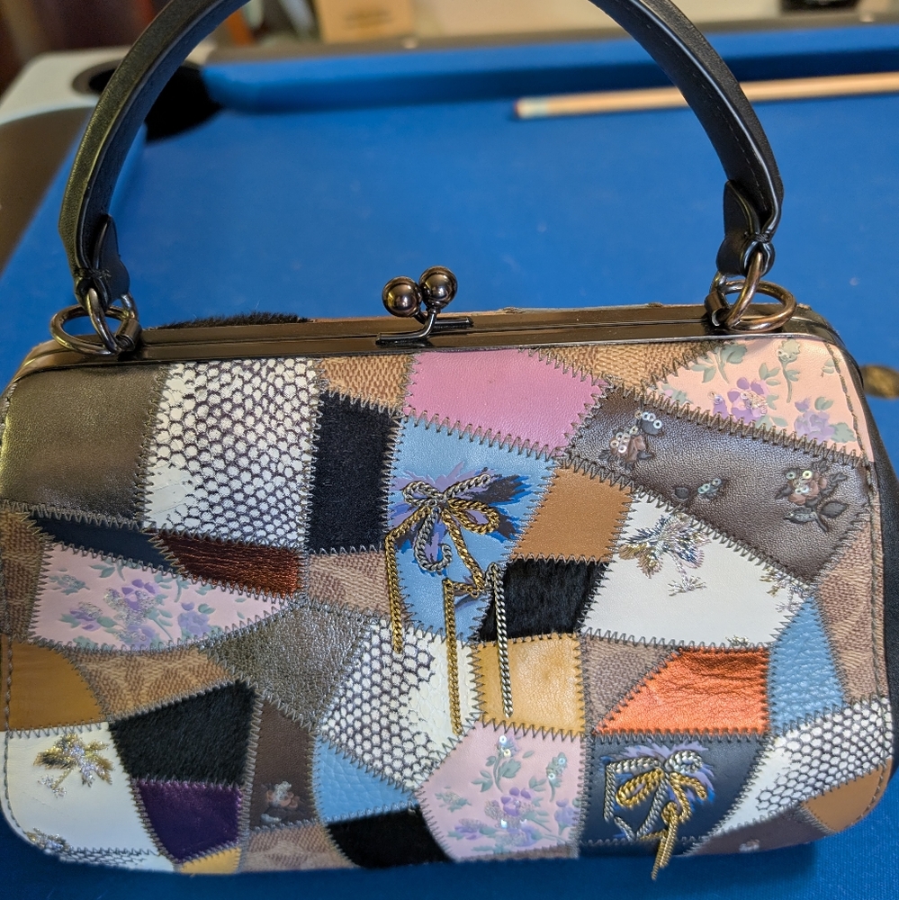 Coach Kisslock closure, frame, handbag, patchwork